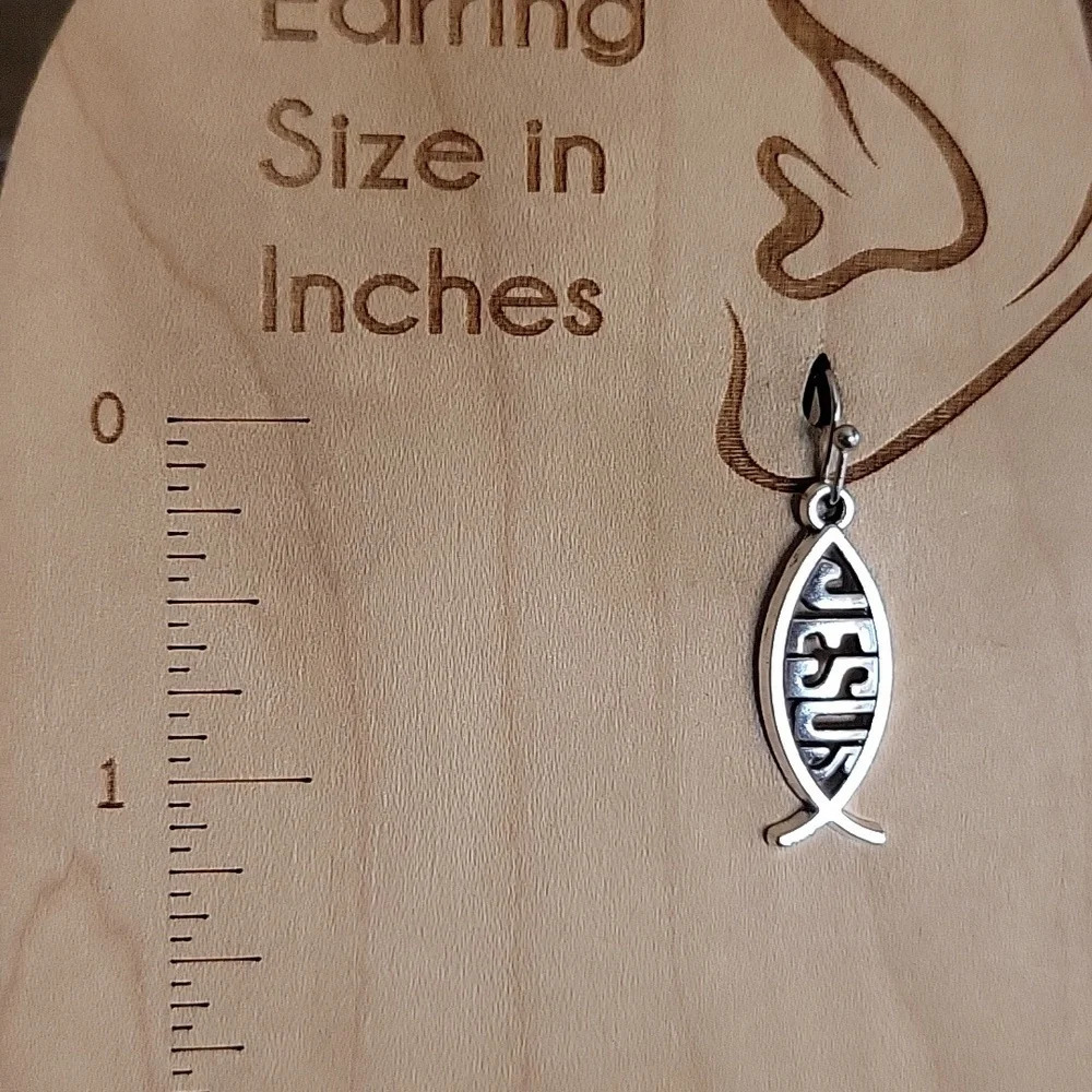 JESUS FISH ICHTHYS EARRINGS - Picture 5 of 6